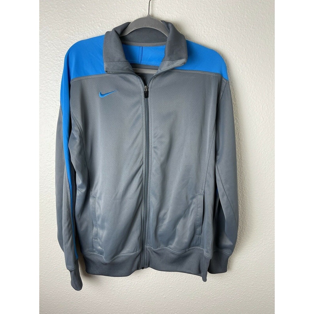 Nike Full Zip Up Windbreaker Navy Blue Gray Size Men's XL Long Sleeve